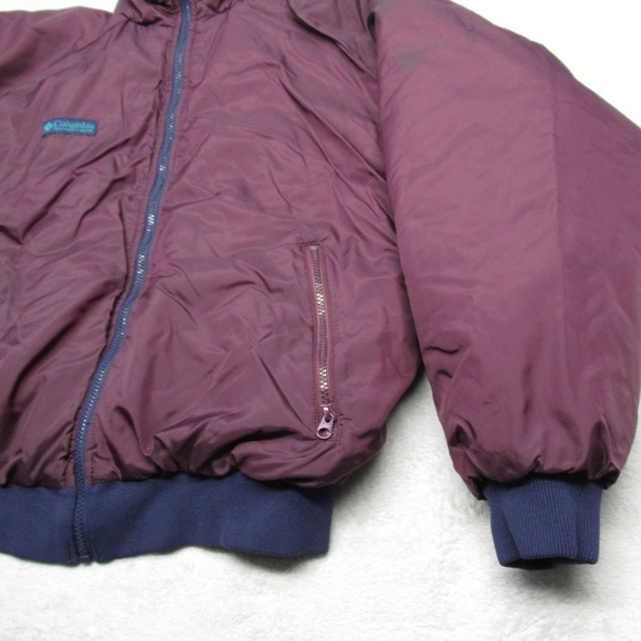 Vintage Columbia Jacket Mens XL Blue Maroon Insulated Reversible Full Zip Bomber - Picture 8 of 12